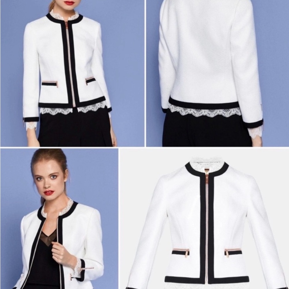 Ted Baker London Ennino Lace Trimmed Cropped Jacket